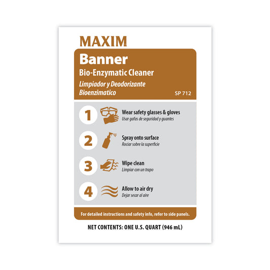 Maxim Banner Bio-Enzymatic Cleaner, Safe-to-Ship, Fresh Scent, 32 oz Bottle, 6/Carton (07120086)