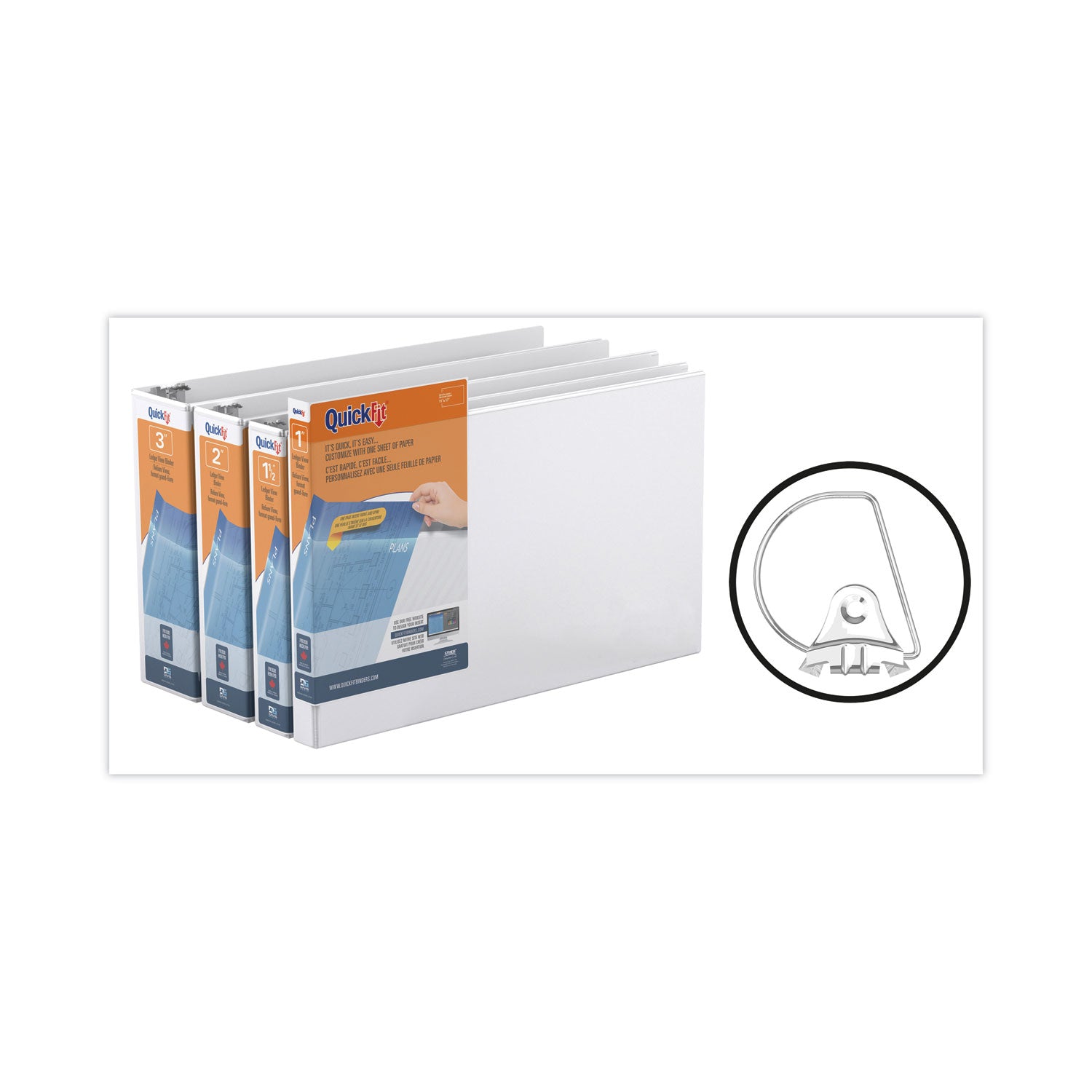 Stride QuickFit Ledger D-Ring View Binder, 3 Rings, 3" Capacity, 11 x 17, White (94050)