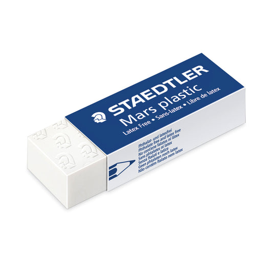 Staedtler Mars Eraser, For Pencil/Ink Marks, Rectangular Block, Large, White, 20/Box (52650)