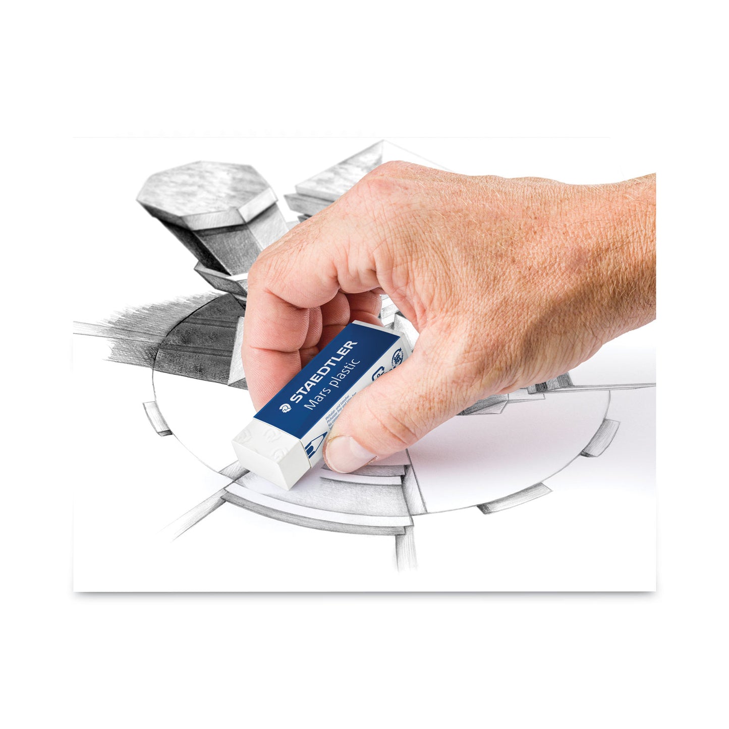Staedtler Mars Eraser, For Pencil/Ink Marks, Rectangular Block, Large, White, 20/Box (52650)