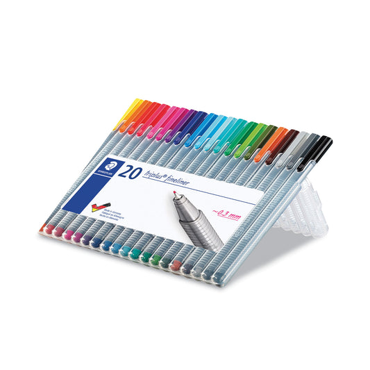 Staedtler Triplus Fineliner Porous Point Pen, Stick, Extra-Fine 0.3 mm, Assorted Ink and Barrel Colors, 20/Pack (334SB20A6)