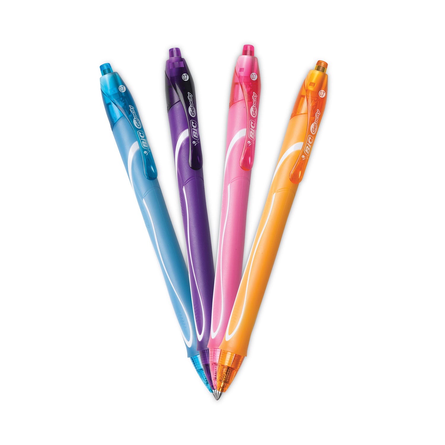 BIC Gel-ocity Quick Dry Gel Pen, Retractable, Fine 0.7 mm, 12 Assorted Ink and Barrel Colors, Dozen (RGLCGA11AST)