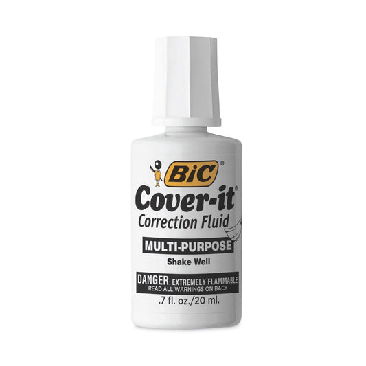 BIC Cover-It Correction Fluid, 20 ml Bottle, White (WOC12WE)
