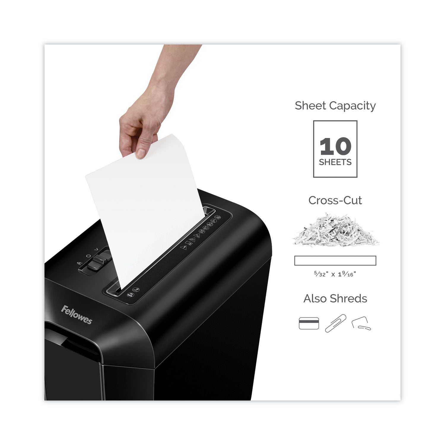 Fellowes Powershred LX65 Cross-Cut Shredder, 10 Manual Sheet Capacity (4400301)