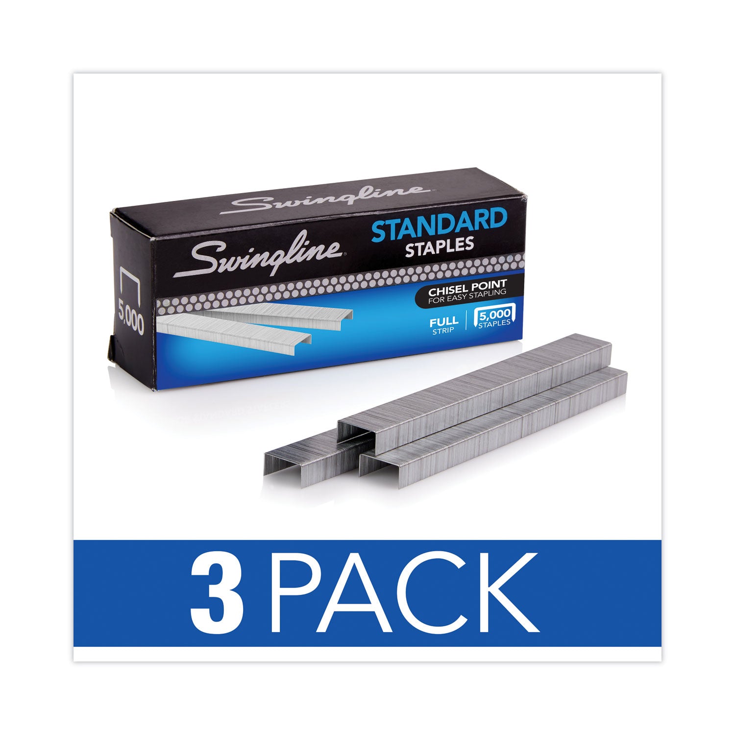 Swingline S.F. 1 Standard Staples, 0.25" Leg, 0.5" Crown, Steel, 5,000/Box, 3 Boxes/Pack (S7035104)