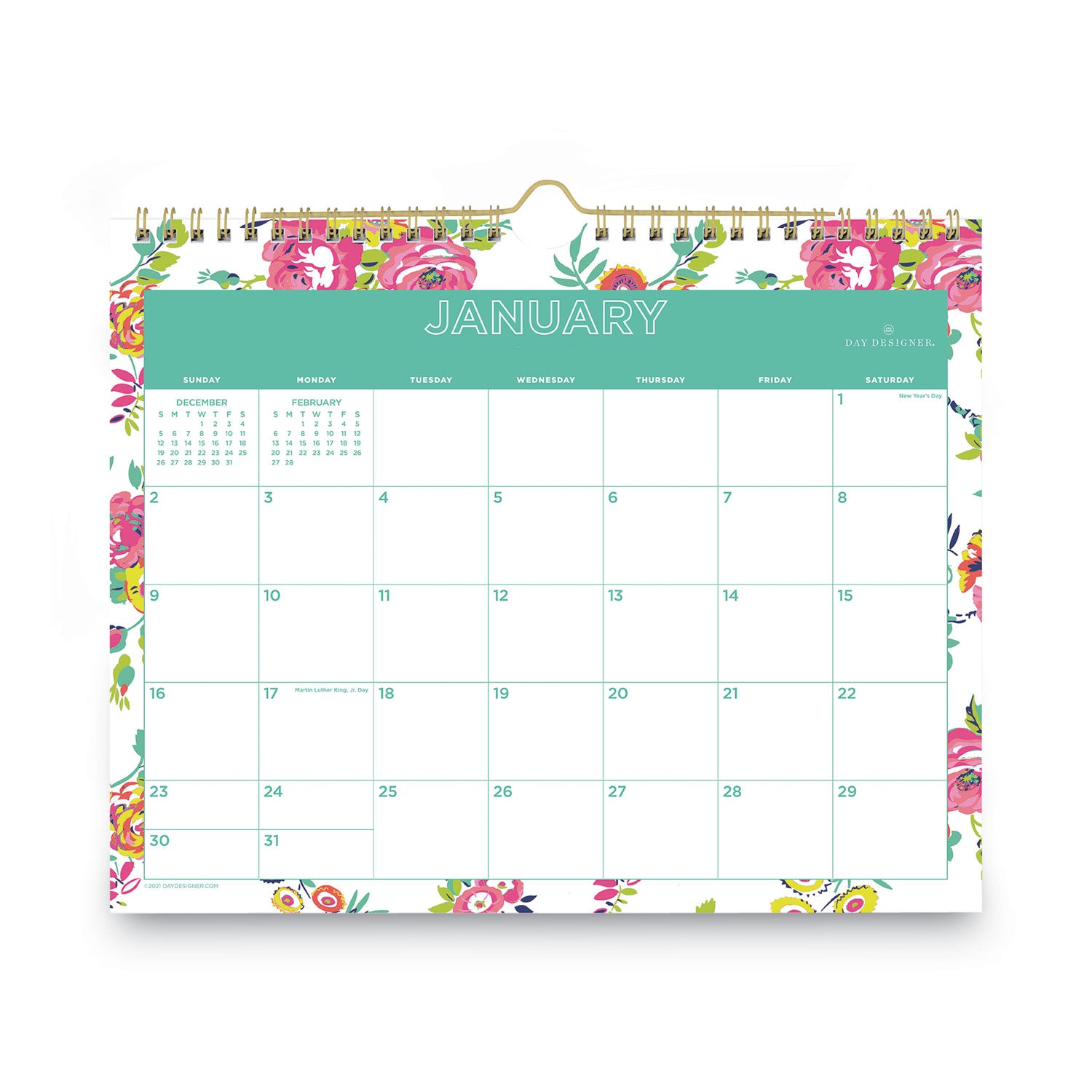 Blue Sky Day Designer Peyton Wall Calendar, Floral Artwork, 11 x 8.75, White/Multicolor Sheets, 12-Month (Jan to Dec): 2025 (103629)