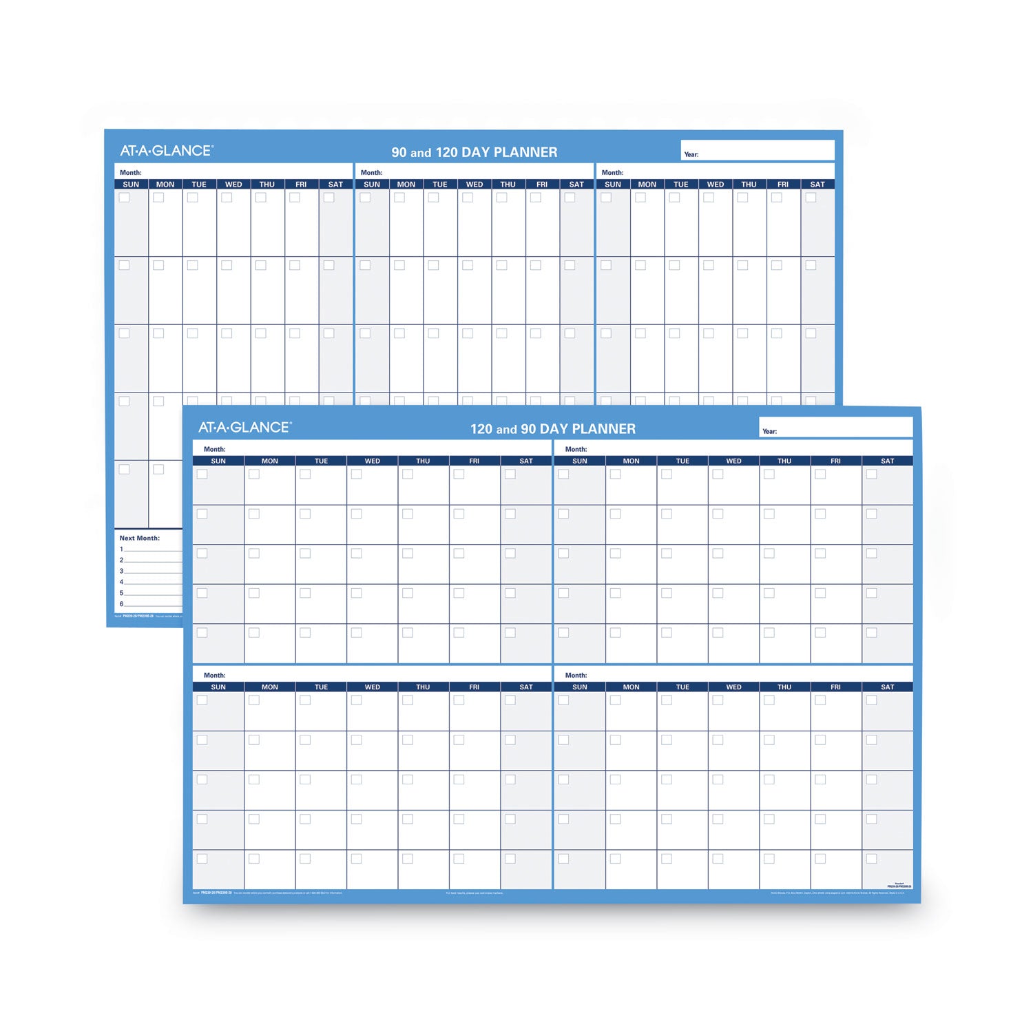 AT-A-GLANCE 90/120-Day Undated Horizontal Erasable Wall Planner, 36 x 24, White/Blue Sheets, Undated (PM23928)