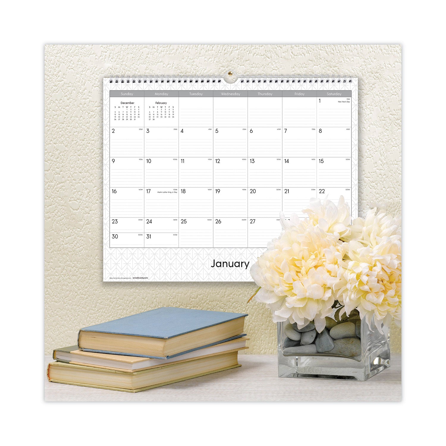 Blue Sky Enterprise Wall Calendar, Geometric Artwork, 15 x 12, White/Gray Sheets, 12-Month (Jan to Dec): 2025 (111292)
