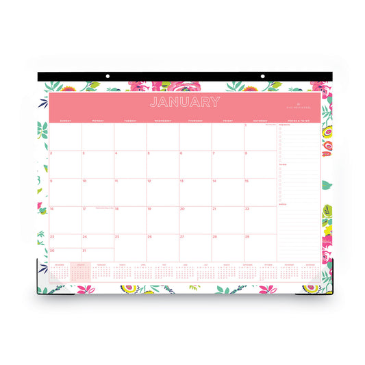 Blue Sky Day Designer Peyton Desk Pad Calendar, Floral Artwork, 22 x 17, Black Binding, Clear Corners, 12-Month (Jan to Dec): 2025 (103631)