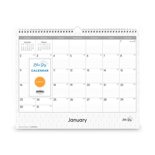 Blue Sky Enterprise Wall Calendar, Geometric Artwork, 15 x 12, White/Gray Sheets, 12-Month (Jan to Dec): 2025 (111292)