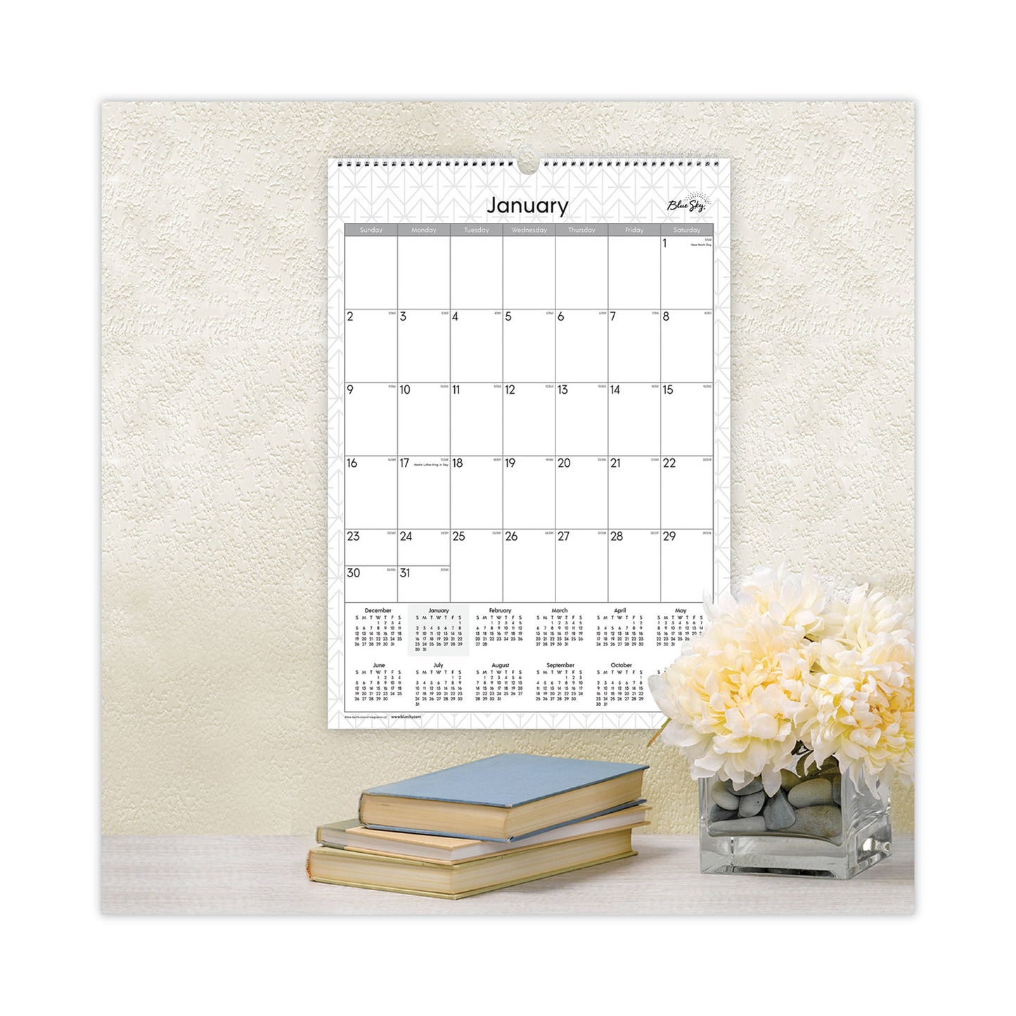 Blue Sky Enterprise Wall Calendar, Geometric Artwork, 12 x 17, White/Gray Sheets, 12-Month (Jan to Dec): 2025 (117373)