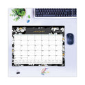 Blue Sky Baccara Dark Desk Pad, Floral Artwork, 22 x 17, White/Black/Gold Sheets, Black Binding, 12-Month (Jan to Dec): 2025 (110215)