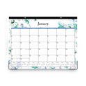 Blue Sky Lindley Desk Pad, Floral Artwork, 22 x 17, White/Blue/Green Sheets, Black Binding, Clear Corners, 12-Month (Jan to Dec): 2025 (100018)