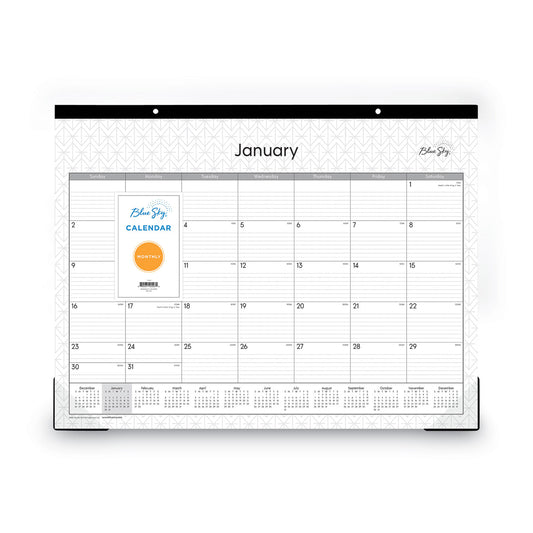 Blue Sky Enterprise Desk Pad, Geometric Artwork, 22 x 17, White/Gray Sheets, Black Binding, Clear Corners, 12-Month (Jan to Dec): 2025 (111294)