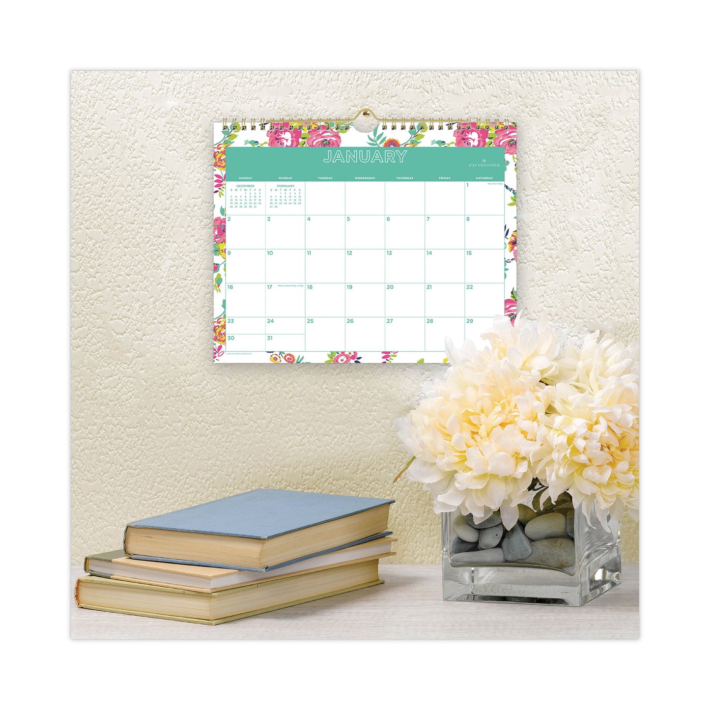 Blue Sky Day Designer Peyton Wall Calendar, Floral Artwork, 11 x 8.75, White/Multicolor Sheets, 12-Month (Jan to Dec): 2025 (103629)