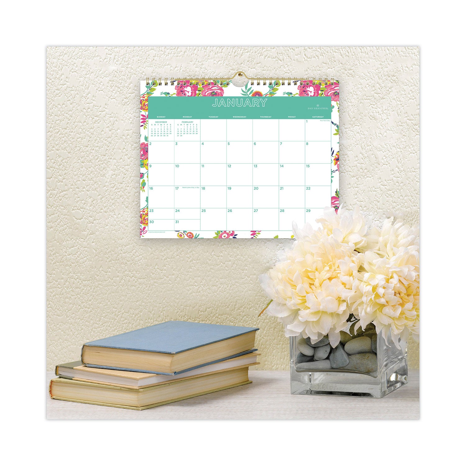 Blue Sky Day Designer Peyton Wall Calendar, Floral Artwork, 11 x 8.75, White/Multicolor Sheets, 12-Month (Jan to Dec): 2025 (103629)