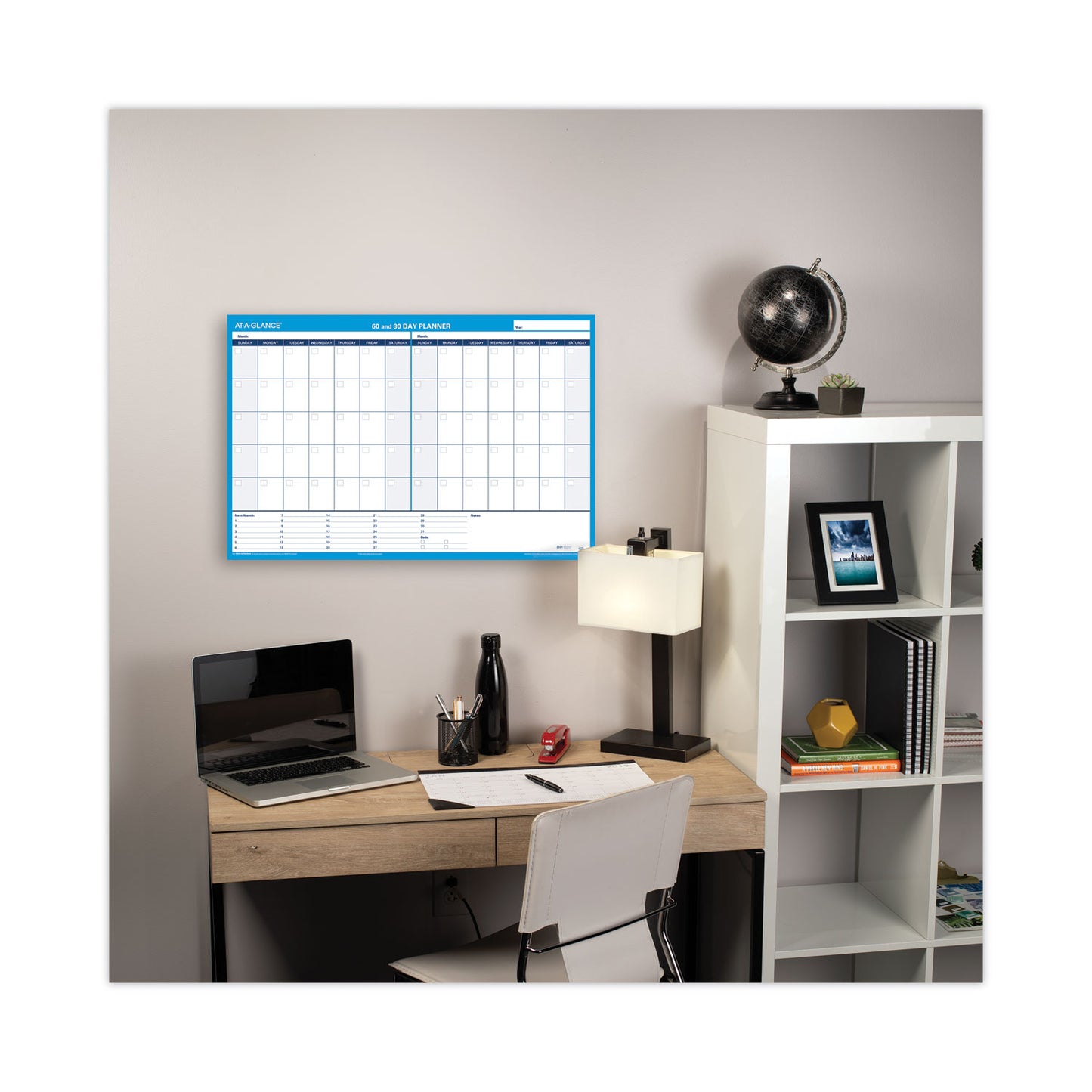 AT-A-GLANCE 30/60-Day Undated Horizontal Erasable Wall Planner, 36 x 24, White/Blue Sheets, Undated (PM23328)