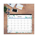 Blue Sky Lindley Desk Pad, Floral Artwork, 22 x 17, White/Blue/Green Sheets, Black Binding, Clear Corners, 12-Month (Jan to Dec): 2025 (100018)