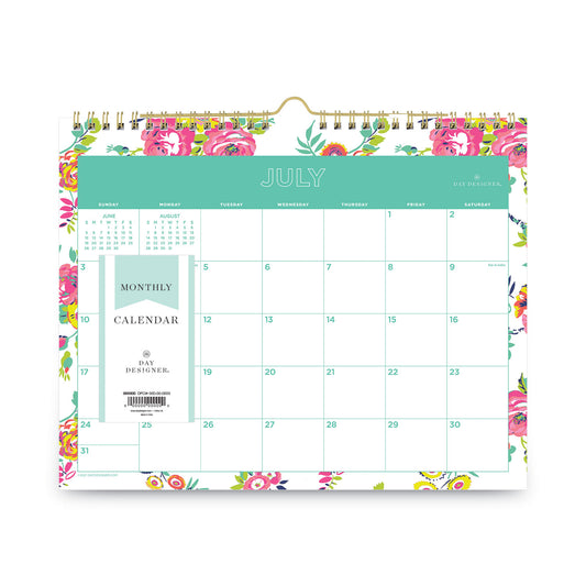 Blue Sky Day Designer Peyton Academic Wall Calendar, Floral Artwork, 11 x 8.75, White Sheets, 12-Month (July to June): 2024 to 2025 (107936)