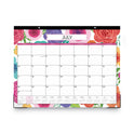 Blue Sky Mahalo Academic Desk Pad, Floral Artwork, 22 x 17, Black Binding, Clear Corners, 12-Month (July to June): 2024 to 2025 (100157)