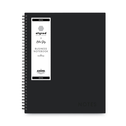 Blue Sky Aligned Business Notebook, 1-Subject, Meeting-Minutes/Notes Format with Narrow Rule, Black Cover, (78) 11 x 8.5 Sheets (121454)