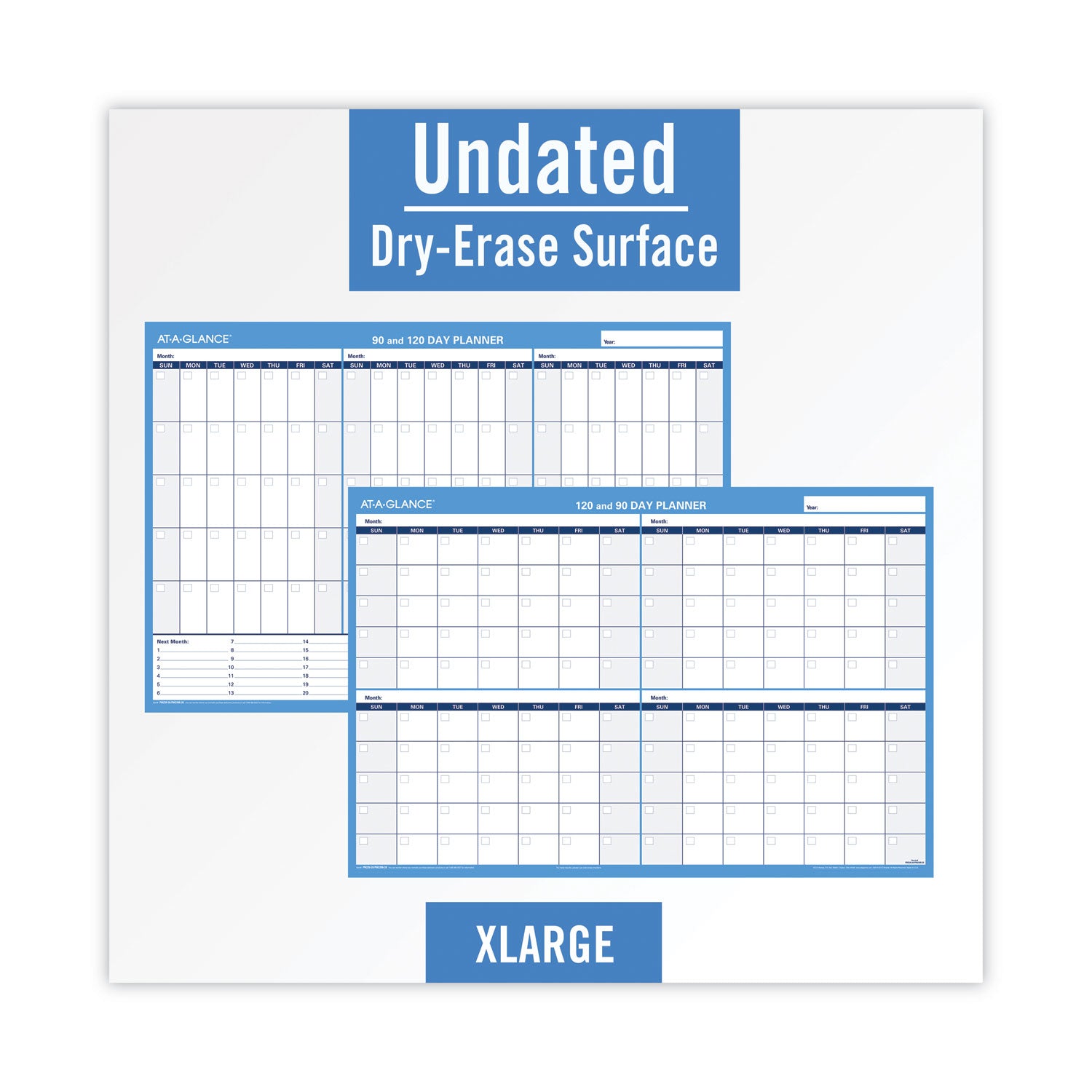 AT-A-GLANCE 90/120-Day Undated Horizontal Erasable Wall Planner, 36 x 24, White/Blue Sheets, Undated (PM23928)