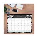 Blue Sky Baccara Dark Desk Pad, Floral Artwork, 22 x 17, White/Black/Gold Sheets, Black Binding, 12-Month (Jan to Dec): 2025 (110215)
