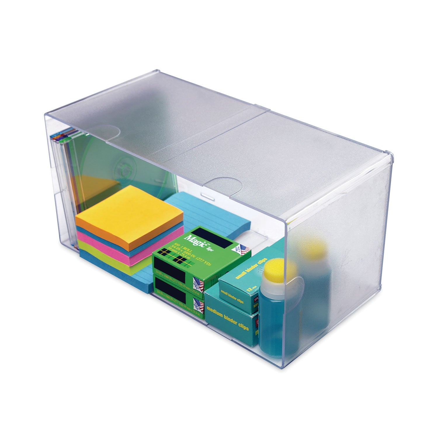 Deflecto Stackable Cube Organizer, Double Cube, Plastic, 12 x 6 x 6, Clear (350501)