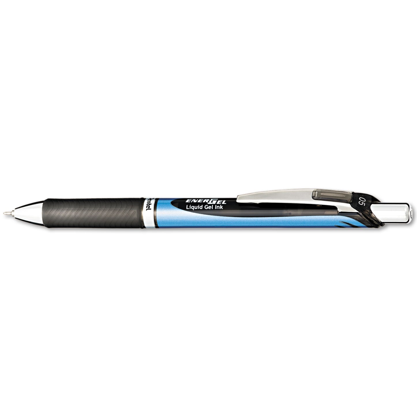 Pentel EnerGel RTX Gel Pen, Retractable, Fine 0.5 mm Needle Tip, Black Ink, Black/Blue Barrel (BLN75A)