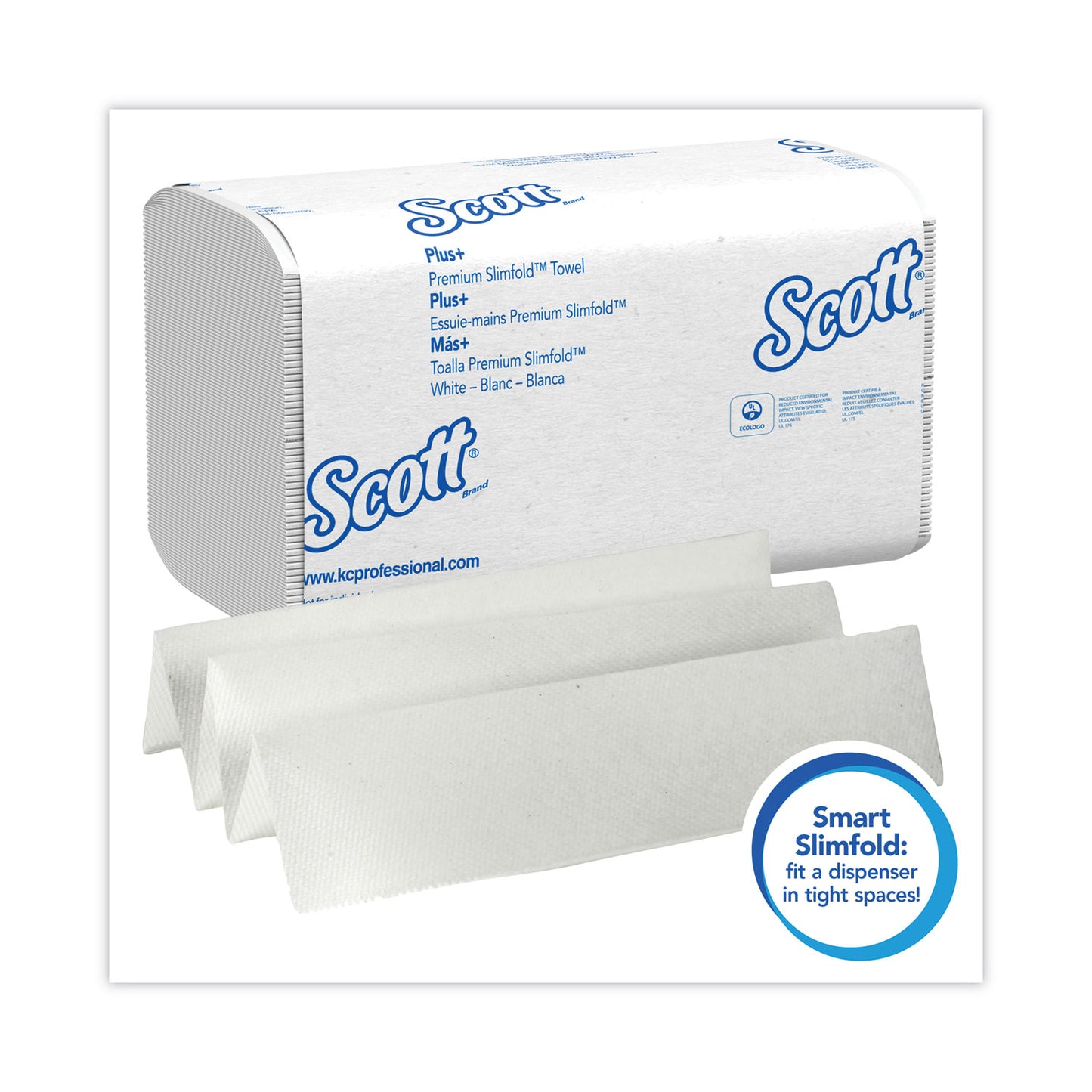 Scott Slimfold Towels, 1-Ply, 7.5 x 11.6, White, 90/Pack, 24 Packs/Carton (04442)