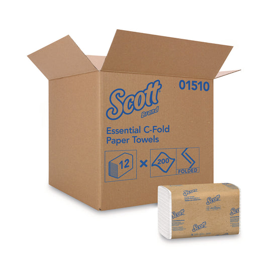 Scott Essential C-Fold Towels for Business, Absorbency Pockets, 1-Ply, 10.13 x 13.15, White, 200/Pack, 12 Packs/Carton (01510)