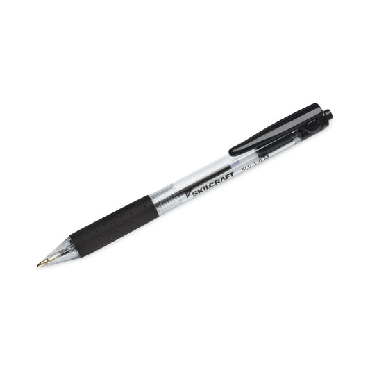 AbilityOne 7520016970599, SKILCRAFT SLV-Performer Ballpoint Pen, Retractable, Medium, 1 mm, Black Ink, Clear/Black Barrel, Dozen