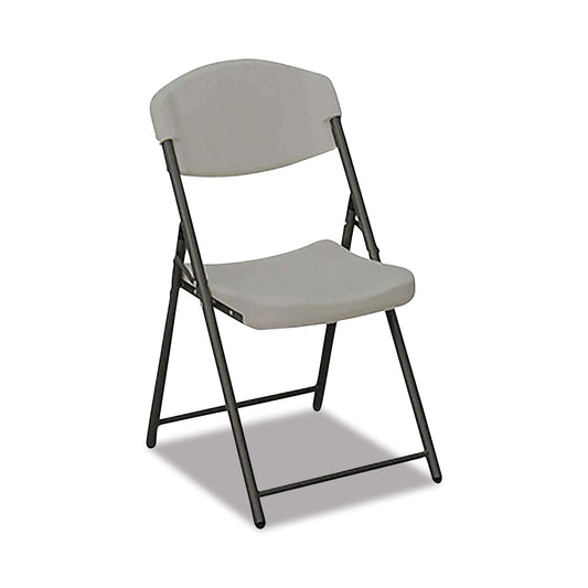 AbilityOne 7105016976031, SKILCRAFT Folding Chair, Supports Up to 350 lb, 17" Seat Height, Platinum Seat, Platinum Back, Black Base