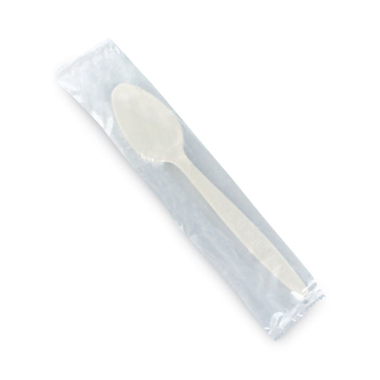 Emerald Individually Wrapped Heavyweight PLA Spoons, Beige, 500/Carton (PME11310)