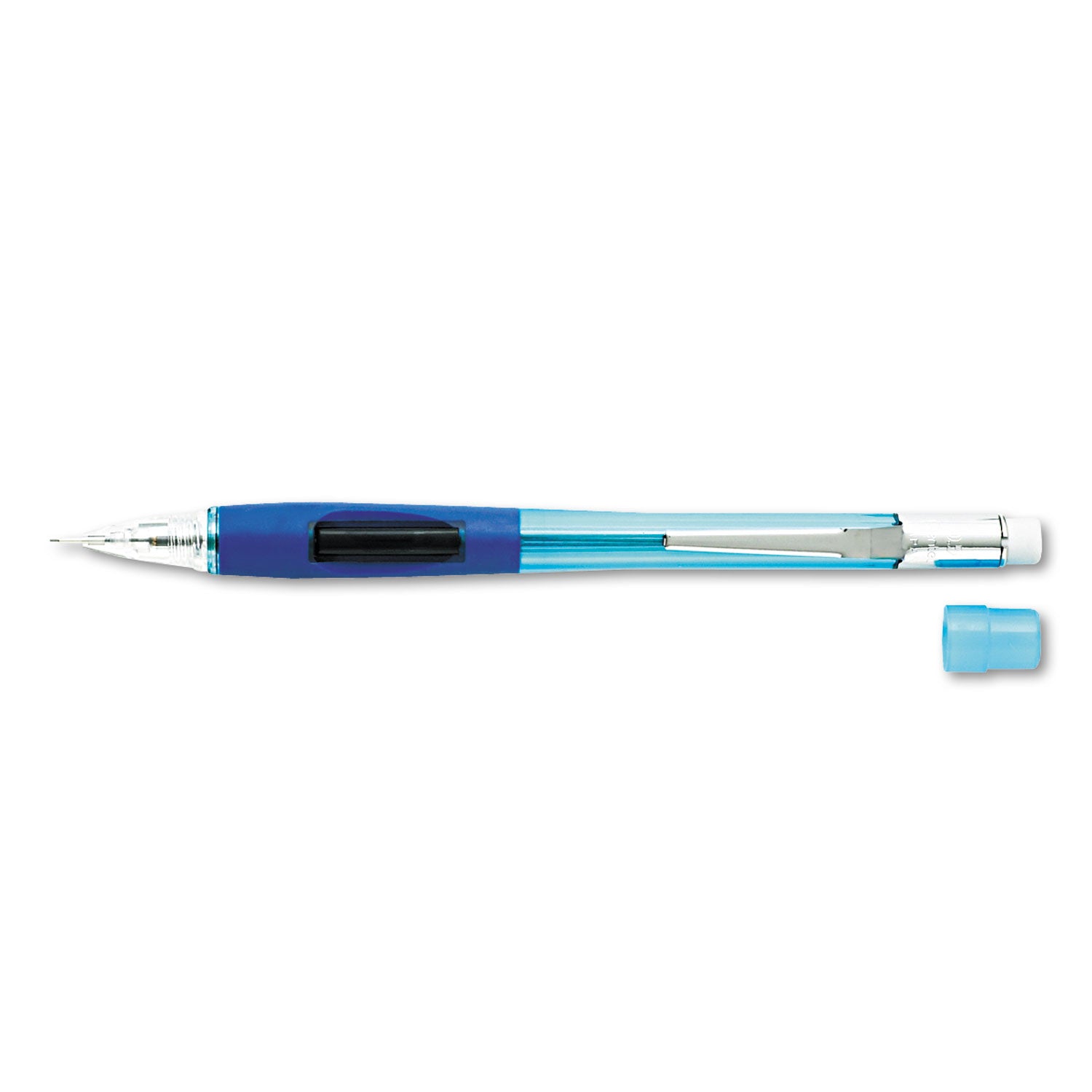 Pentel Quicker Clicker Mechanical Pencil, 0.5 mm, HB (#2), Black Lead, Transparent Blue Barrel (PD345TC)