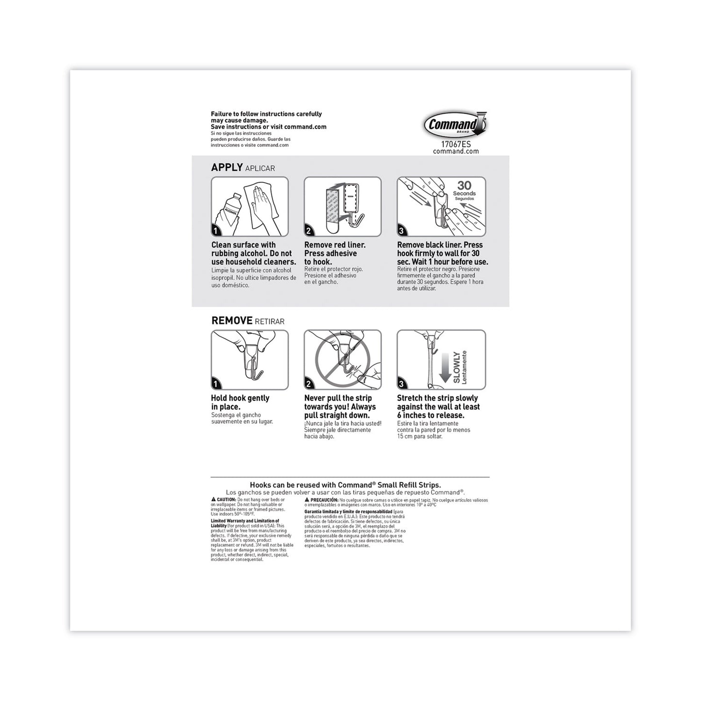 Command Small Wire Hooks, Small, Plastic/Metal, White, 0.5 lb Capacity, 22 Hooks and 24 Strips/Pack (1706722NA)