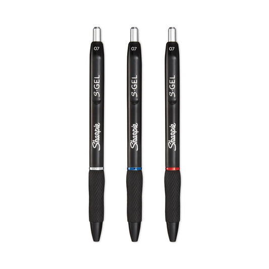 Sharpie S-Gel High-Performance Gel Pen, Retractable, Medium 0.7 mm, Assorted Ink Colors, Black Barrel, Dozen (2096153)