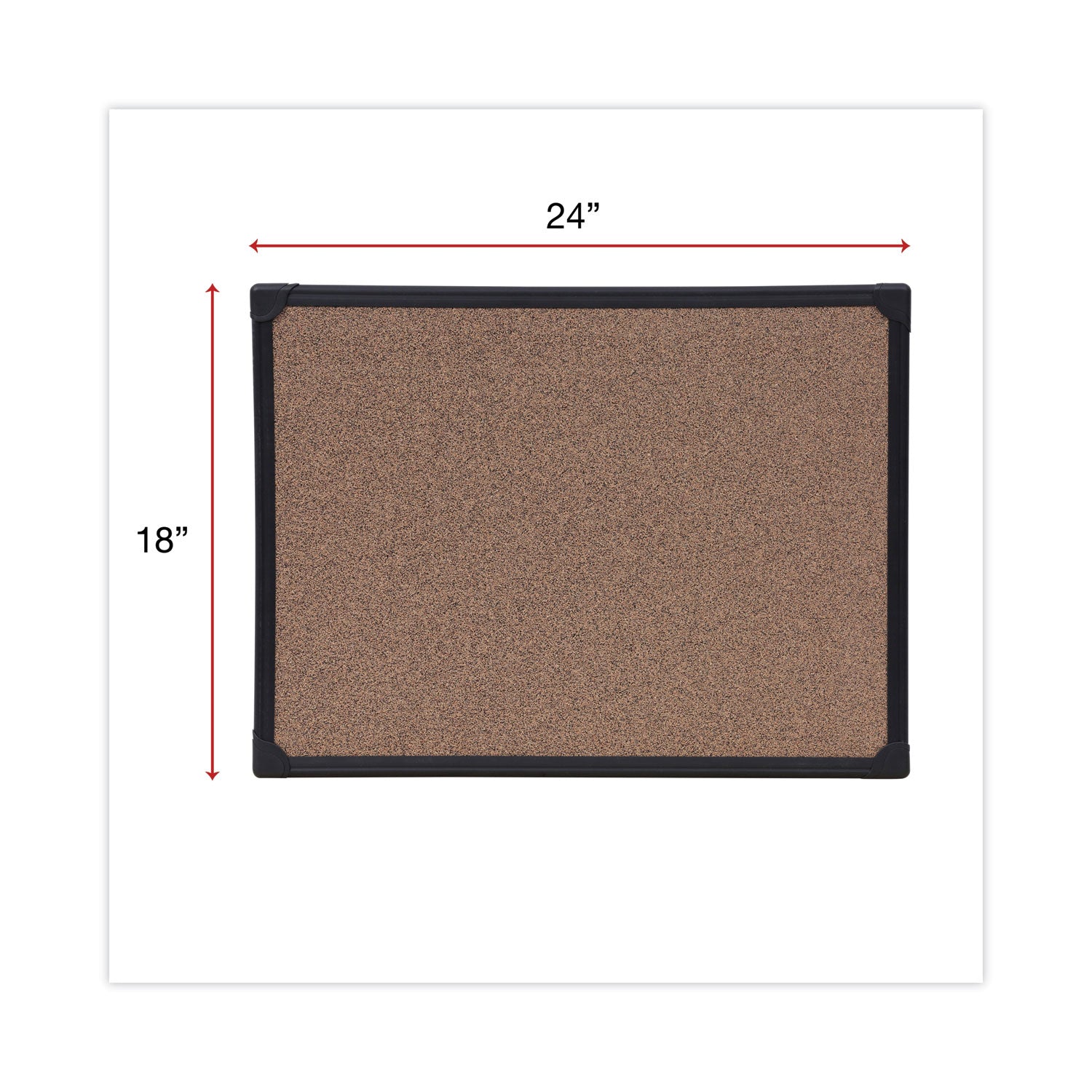 Universal Tech Cork Board, 24 x 18, Brown Surface, Black Aluminum Frame (43021)