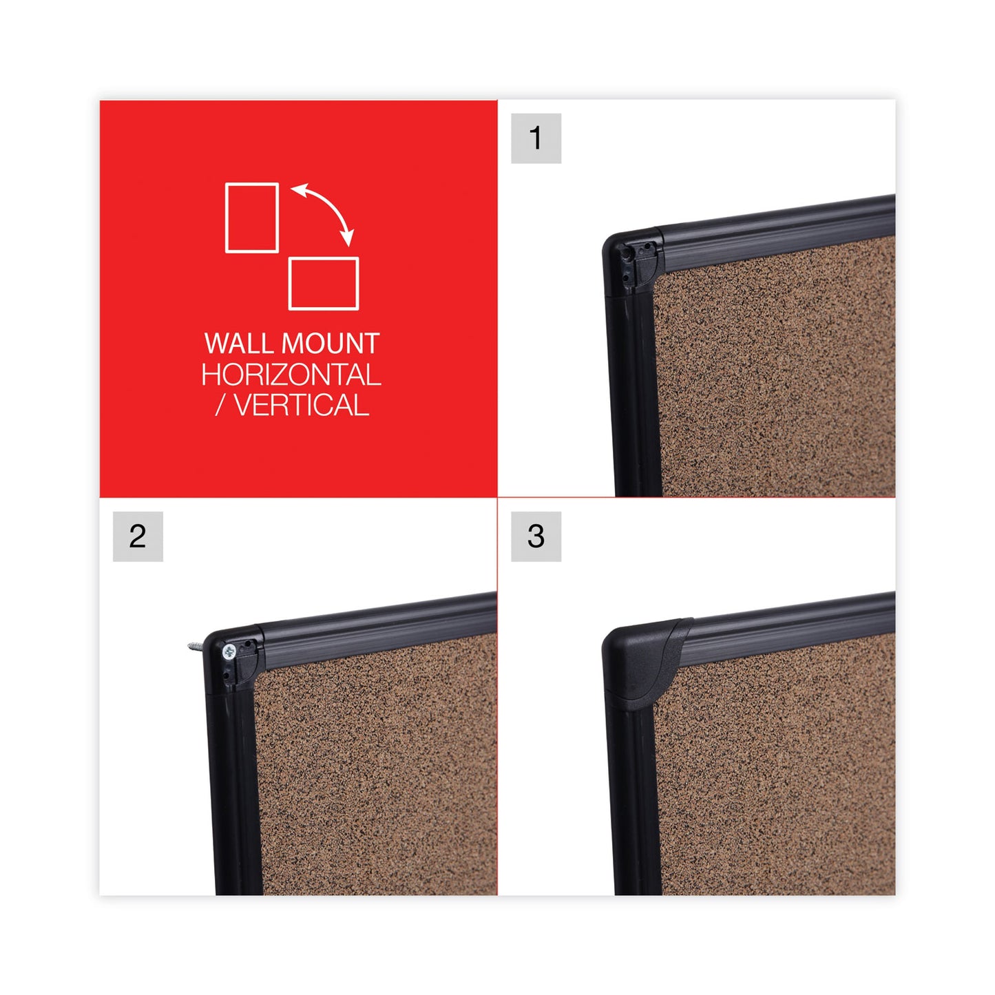 Universal Tech Cork Board, 24 x 18, Brown Surface, Black Aluminum Frame (43021)