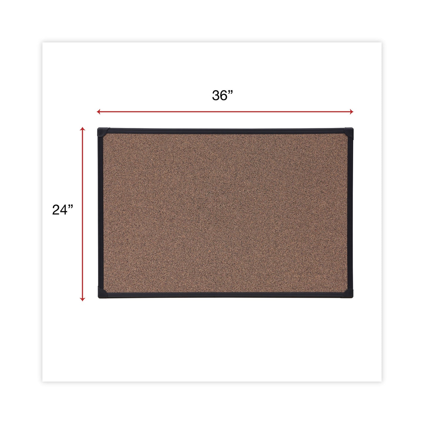 Universal Tech Cork Board, 36 x 24, Brown Surface, Black Plastic Frame (43022)