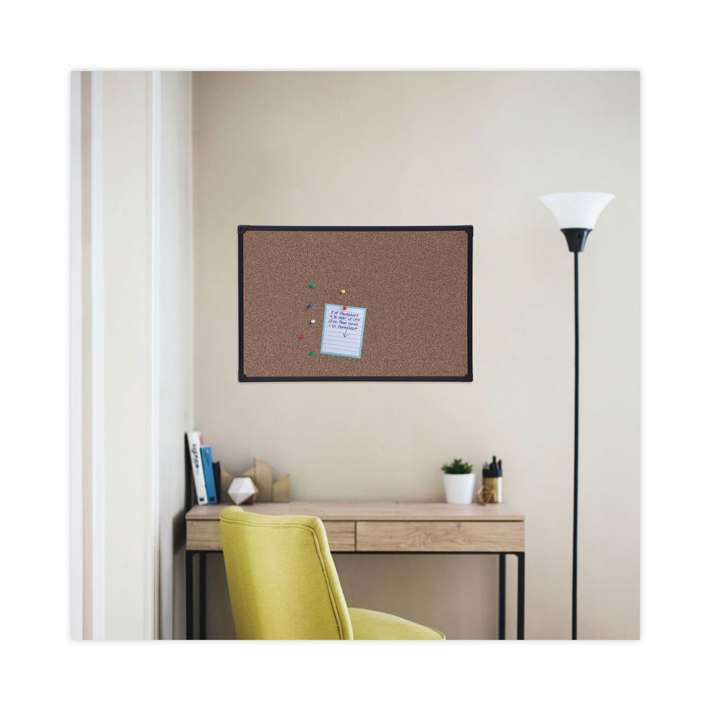 Universal Tech Cork Board, 36 x 24, Brown Surface, Black Plastic Frame (43022)