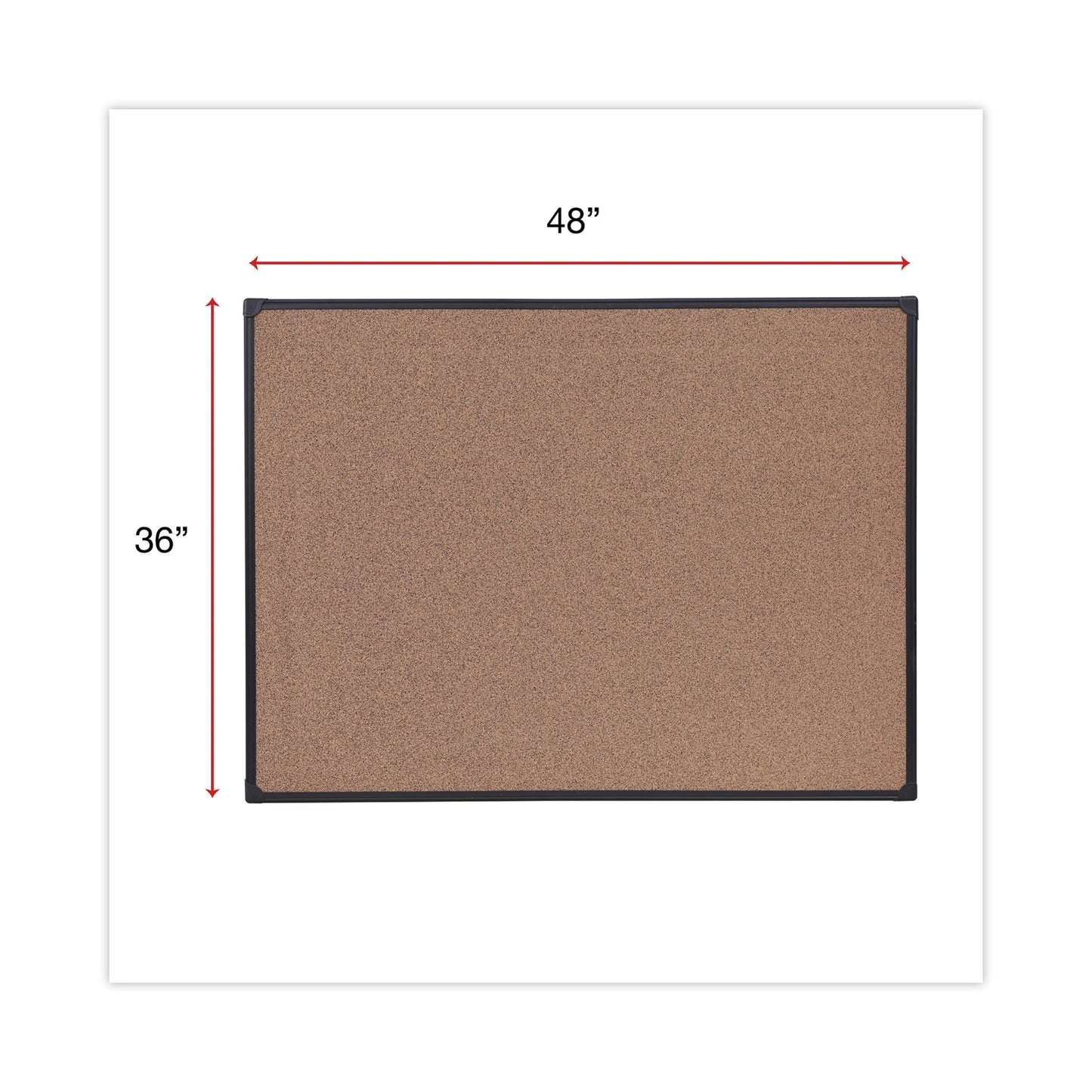 Universal Tech Cork Board, 48 x 36, Brown Surface, Black Aluminum Frame (43023)