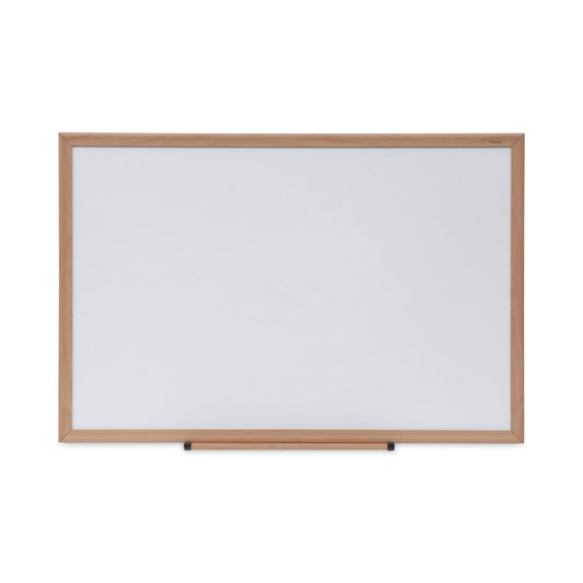 Universal Deluxe Melamine Dry Erase Board, 36 x 24, Melamine White Surface, Oak Fiberboard Frame (43619)