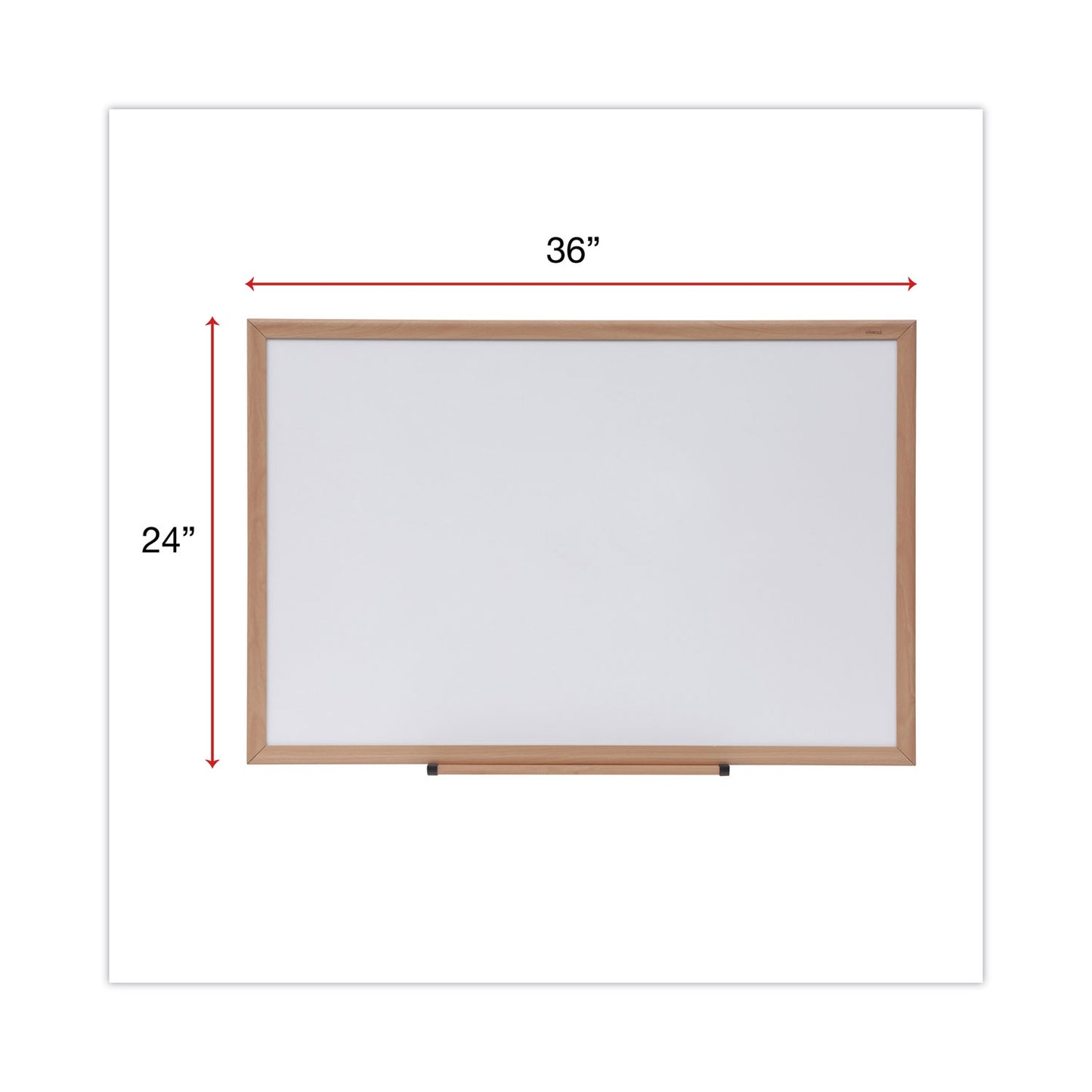 Universal Deluxe Melamine Dry Erase Board, 36 x 24, Melamine White Surface, Oak Fiberboard Frame (43619)