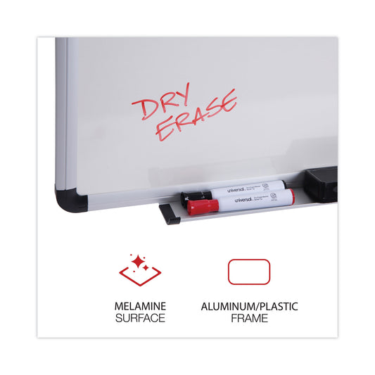 Universal Modern Melamine Dry Erase Board with Aluminum Frame, 24 x 18, White Surface (43722)