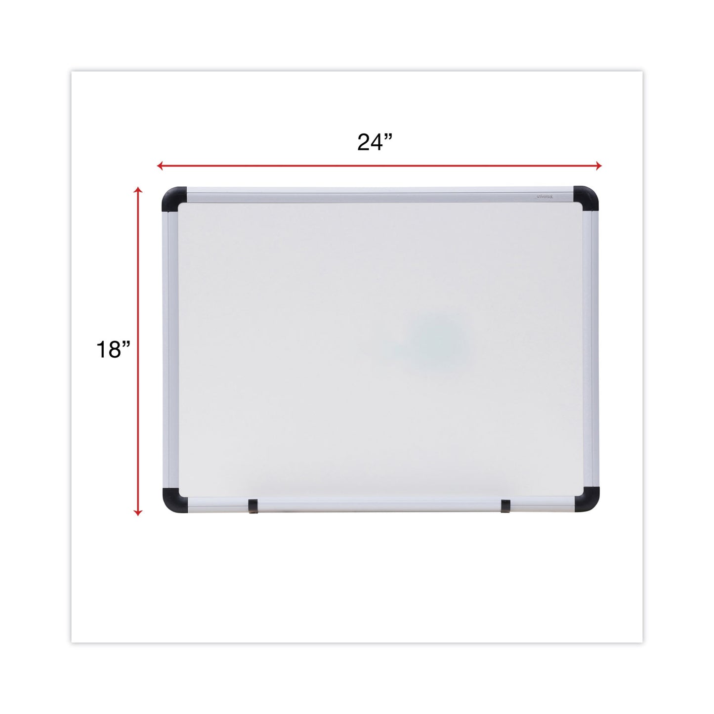 Universal Modern Melamine Dry Erase Board with Aluminum Frame, 24 x 18, White Surface (43722)