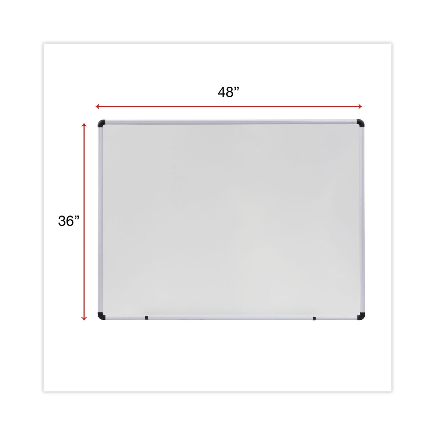 Universal Modern Melamine Dry Erase Board with Aluminum Frame, 48 x 36, White Surface (43724)