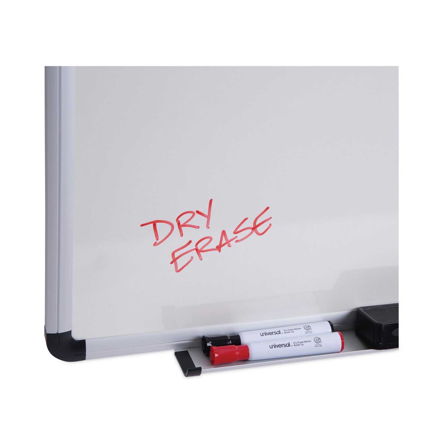 Universal Modern Melamine Dry Erase Board with Aluminum Frame, 48 x 36, White Surface (43724)