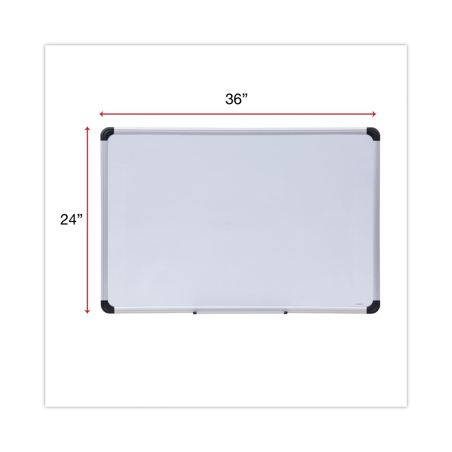 Universal Magnetic Steel Dry Erase Marker Board, 36 x 24, White Surface, Aluminum/Plastic Frame (43733)