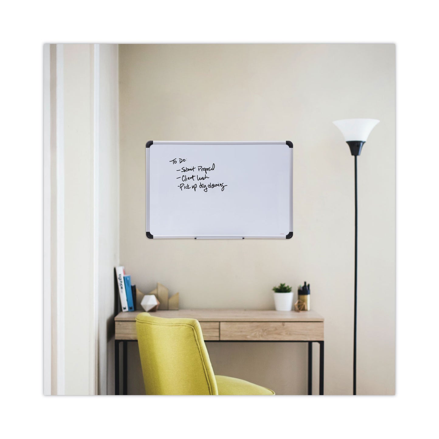 Universal Magnetic Steel Dry Erase Marker Board, 36 x 24, White Surface, Aluminum/Plastic Frame (43733)